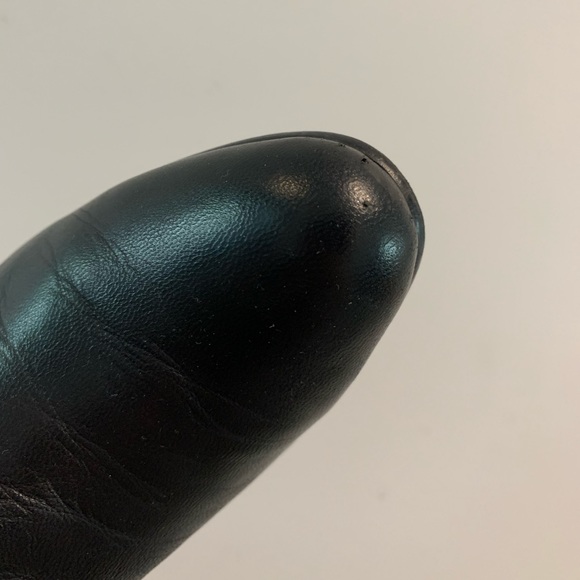 Y2K Leather Heeled Mid Calf Two colour Tone Boots, rounded toe - Picture 4 of 16